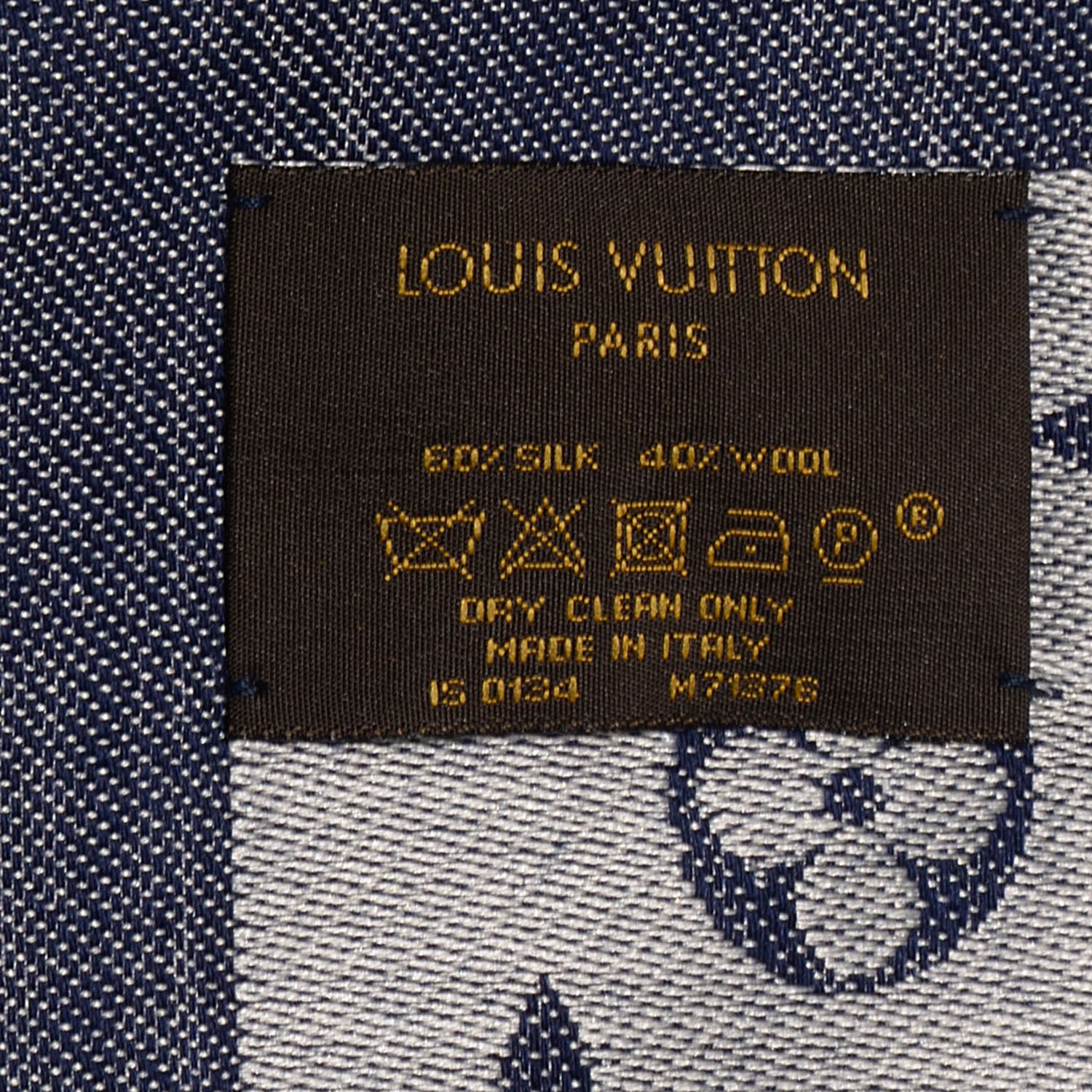 Louis Vuitton Wool Silk Monogram Denim Shawl Blue 5 of 5