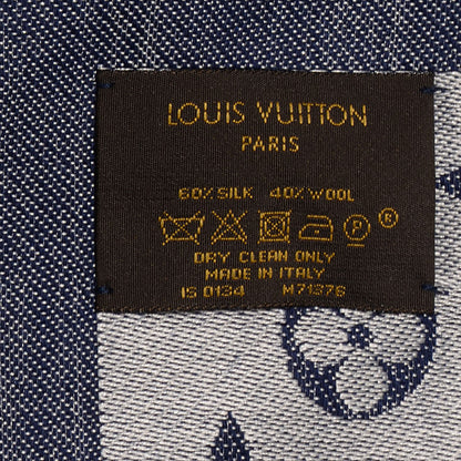 Louis Vuitton Wool Silk Monogram Denim Shawl Blue 5 of 5