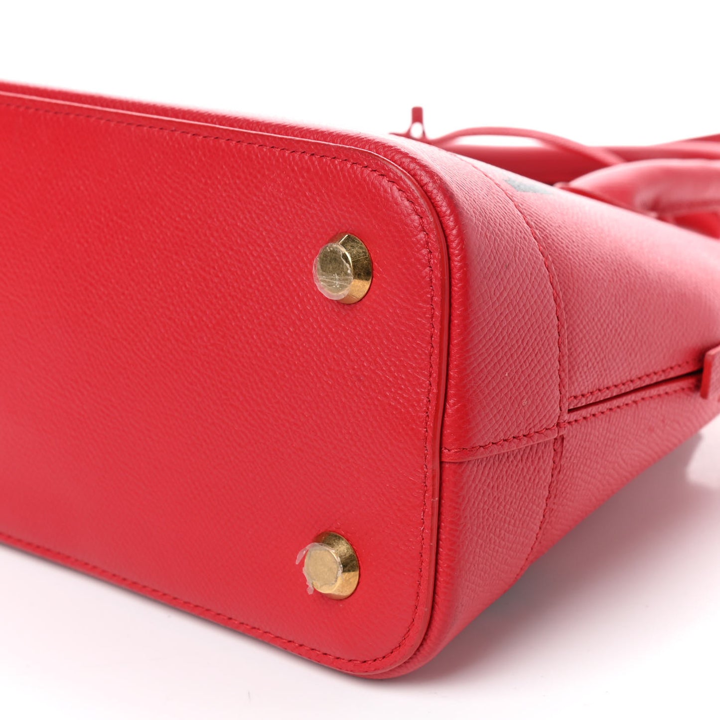Signature Grained Calfskin Logo S Ville Top Handle Bag Rouge Lantern Black