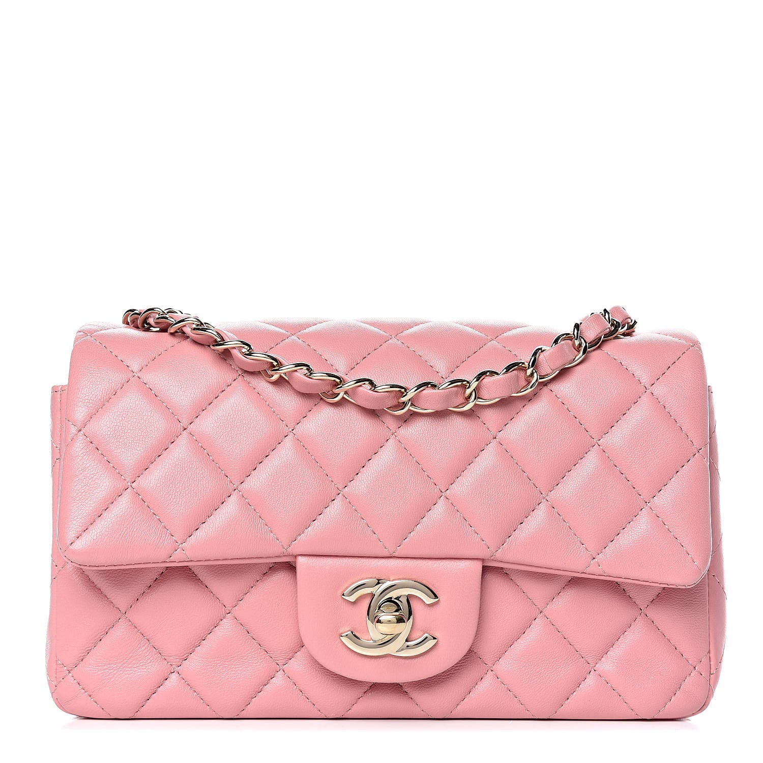 Chanel Lambskin Quilted Mini Rectangular Flap Dark Pink 1 of 9
