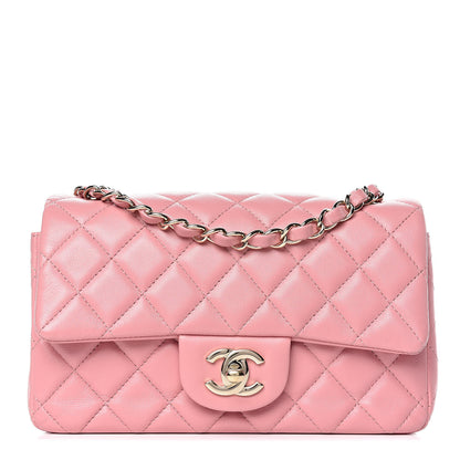 Chanel Lambskin Quilted Mini Rectangular Flap Dark Pink 1 of 9