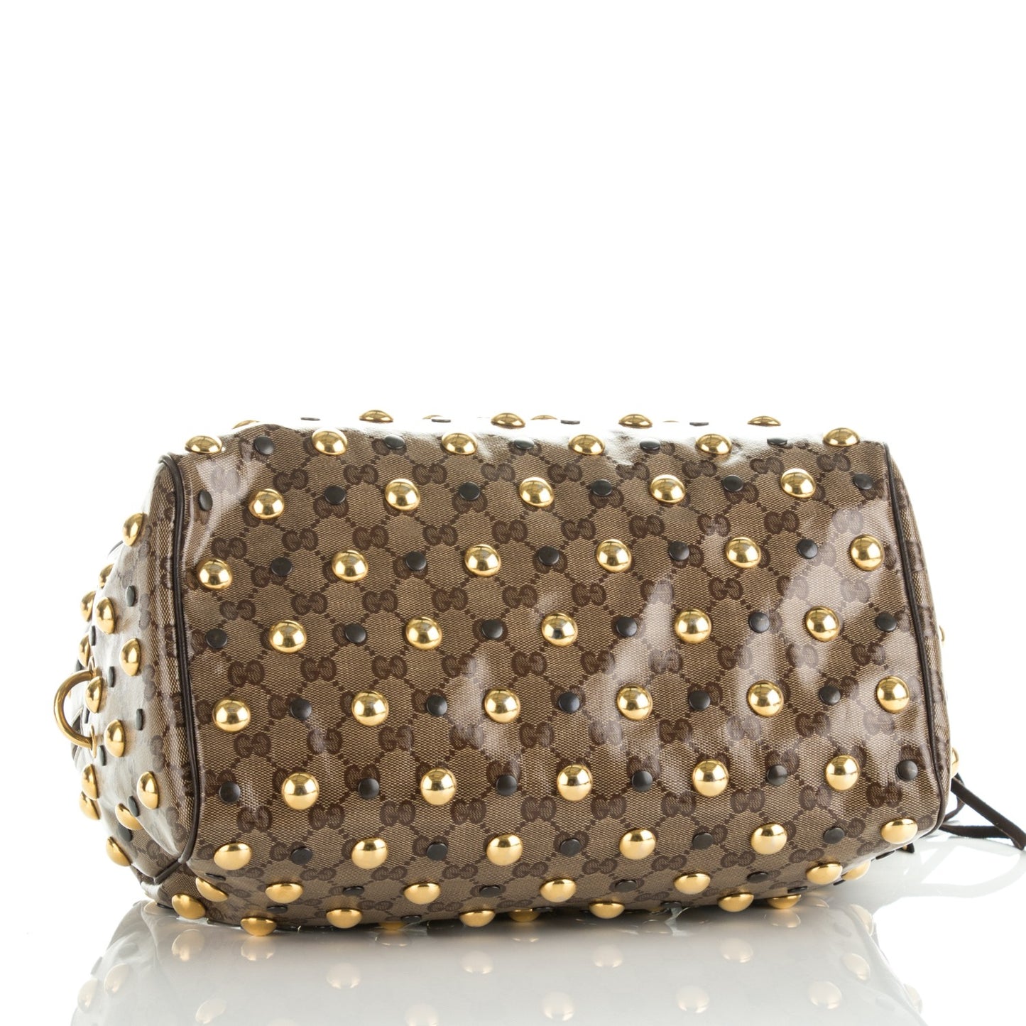 Crystal Monogram Medium Babouska Studded Boston Dark Brown