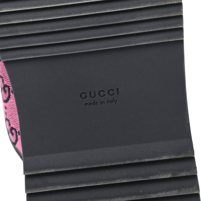 Gucci Monogram Multicolor Criss Cross Platform Slide Sandals 39 Pink Blue 6 of 9