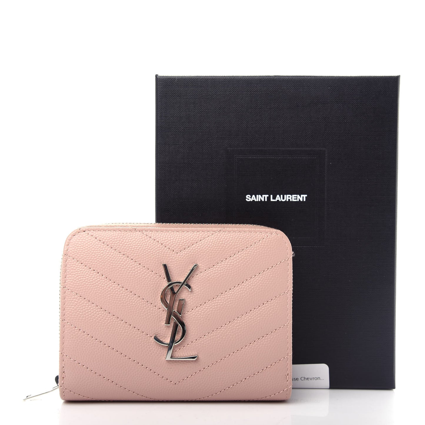 Grain De Poudre Matelasse Chevron Monogram Compact Zip Around Wallet Pink