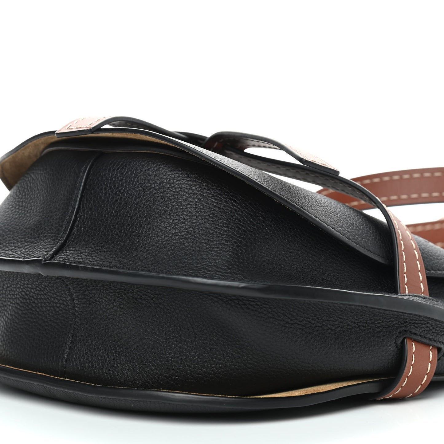 Grained Calfskin Small Gate Crossbody Bag Pecan Black