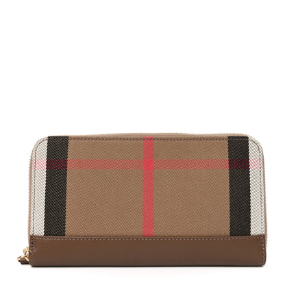 Burberry House Check Large Ziggy Zip Around Wallet Earth 1 of 6