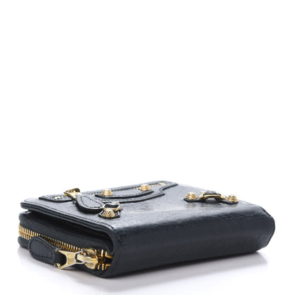 Balenciaga Agneau Giant 12 Gold Hardware Bill Fold Zip Wallet Vert Pinede 4 of 12