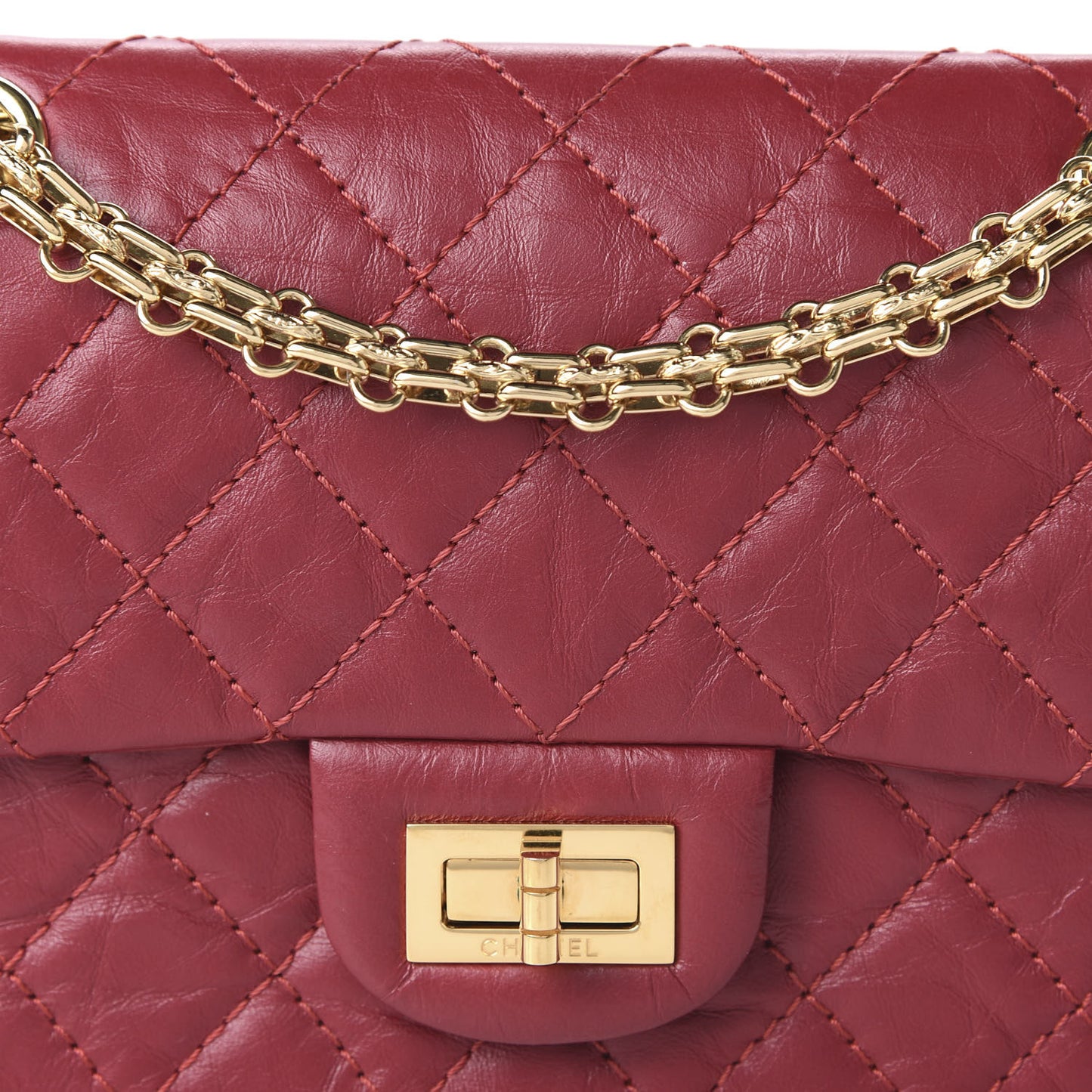 Aged Calfskin Quilted 2.55 Reissue Mini Flap Red