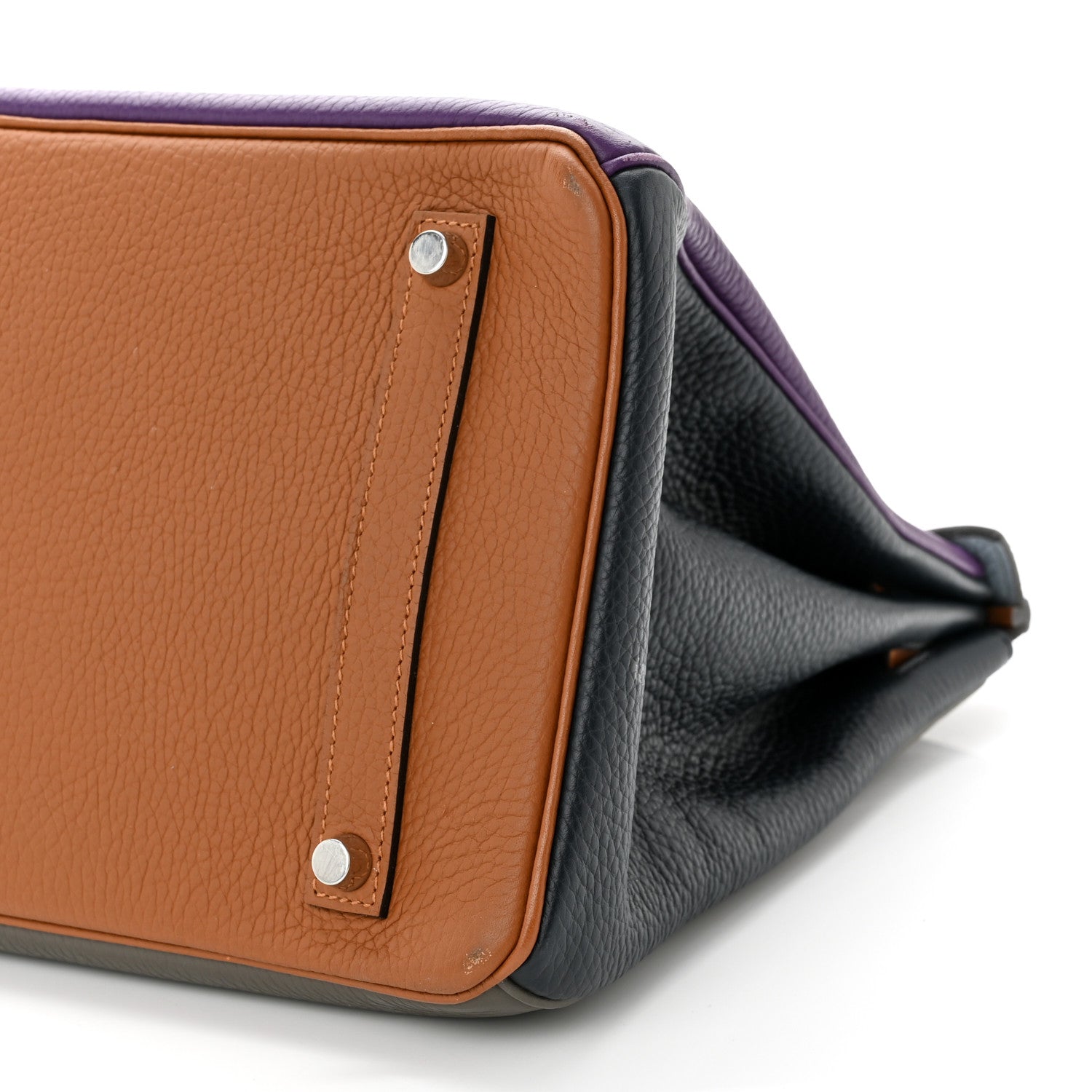 Hermes Taurillon Clemence Arlequin Birkin 35 Ultraviolet Etain Bleu Lin Bleu Orage Gold 10 of 19