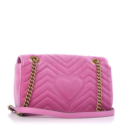 Gucci Velvet Matelasse Marquise Crystals Embroidered Small GG Marmont Shoulder Bag Malva 3 of 10