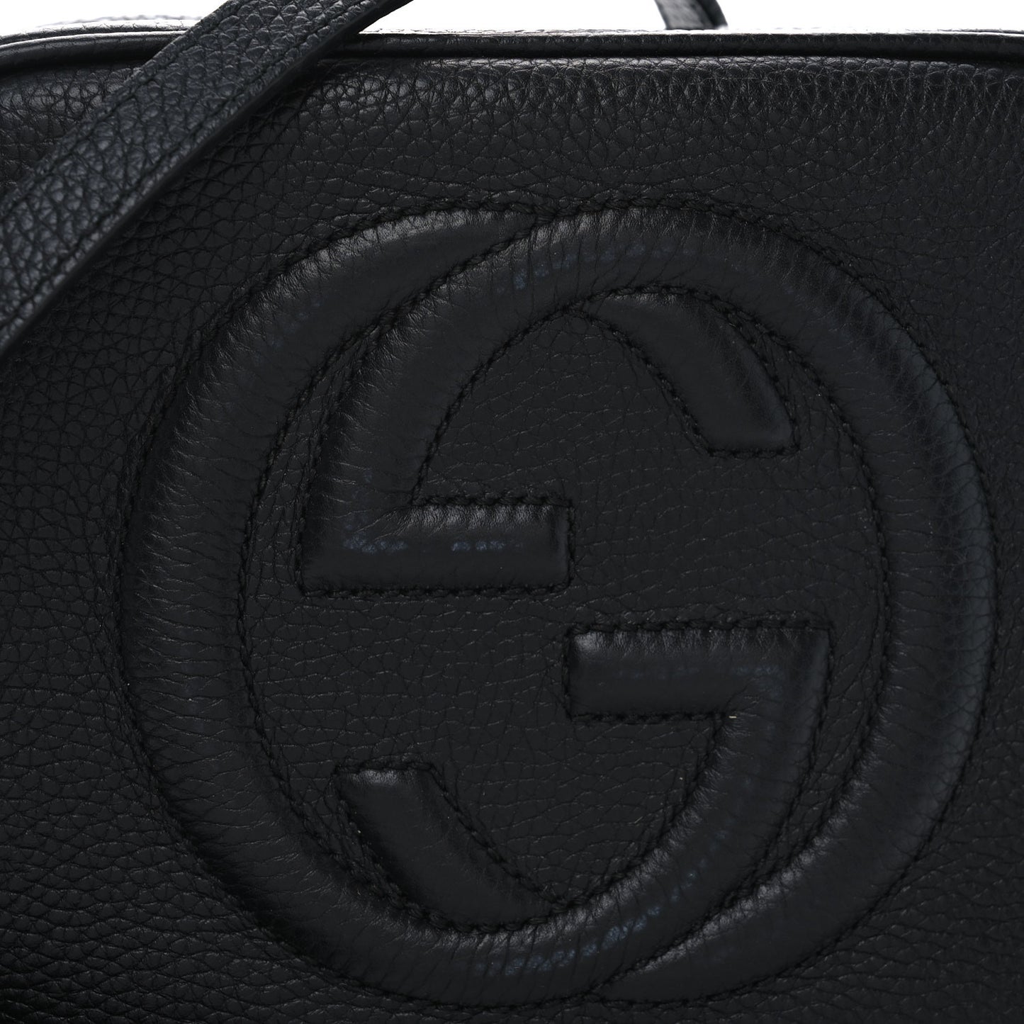 Pebbled Calfskin Small Soho Disco Bag Black