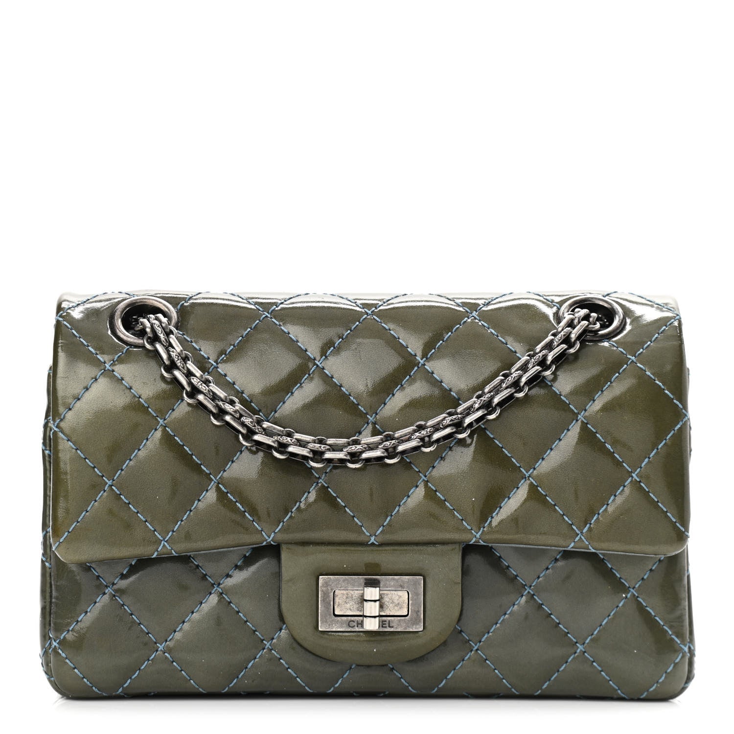 Chanel Patent 2.55 Reissue Flap 224 Blue 1 of 14