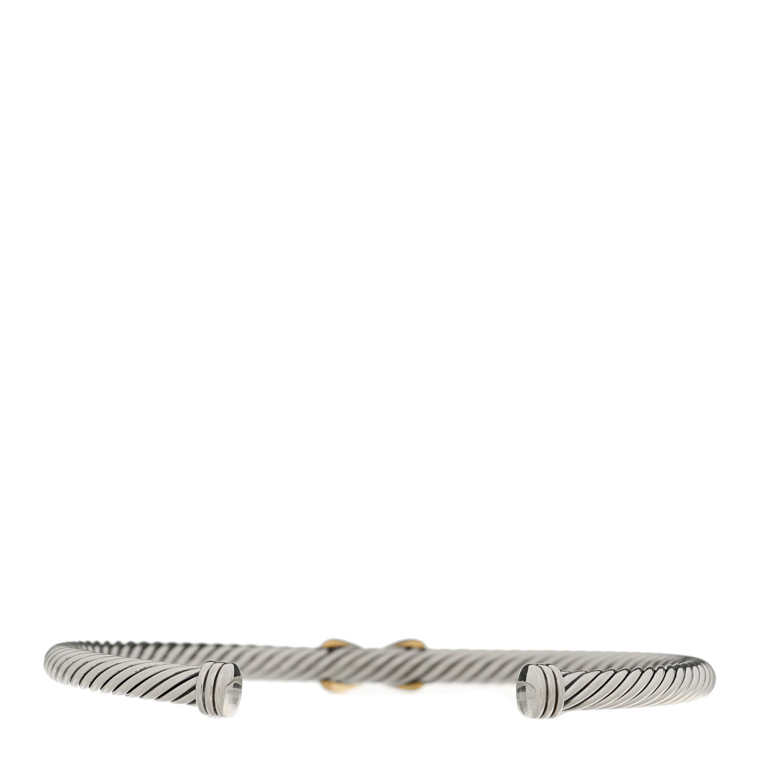 David Yurman Sterling Silver 18K Yellow Gold 4mm X Station Cable Bracelet 2 of 3