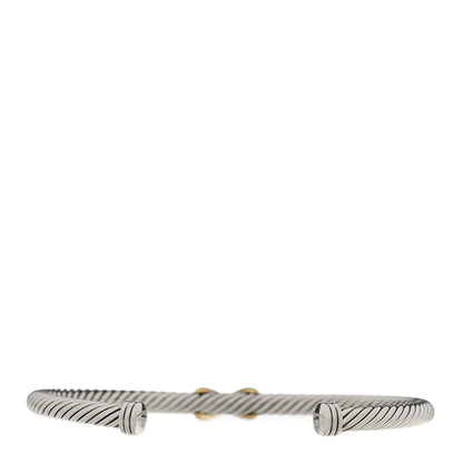 David Yurman Sterling Silver 18K Yellow Gold 4mm X Station Cable Bracelet 2 of 3
