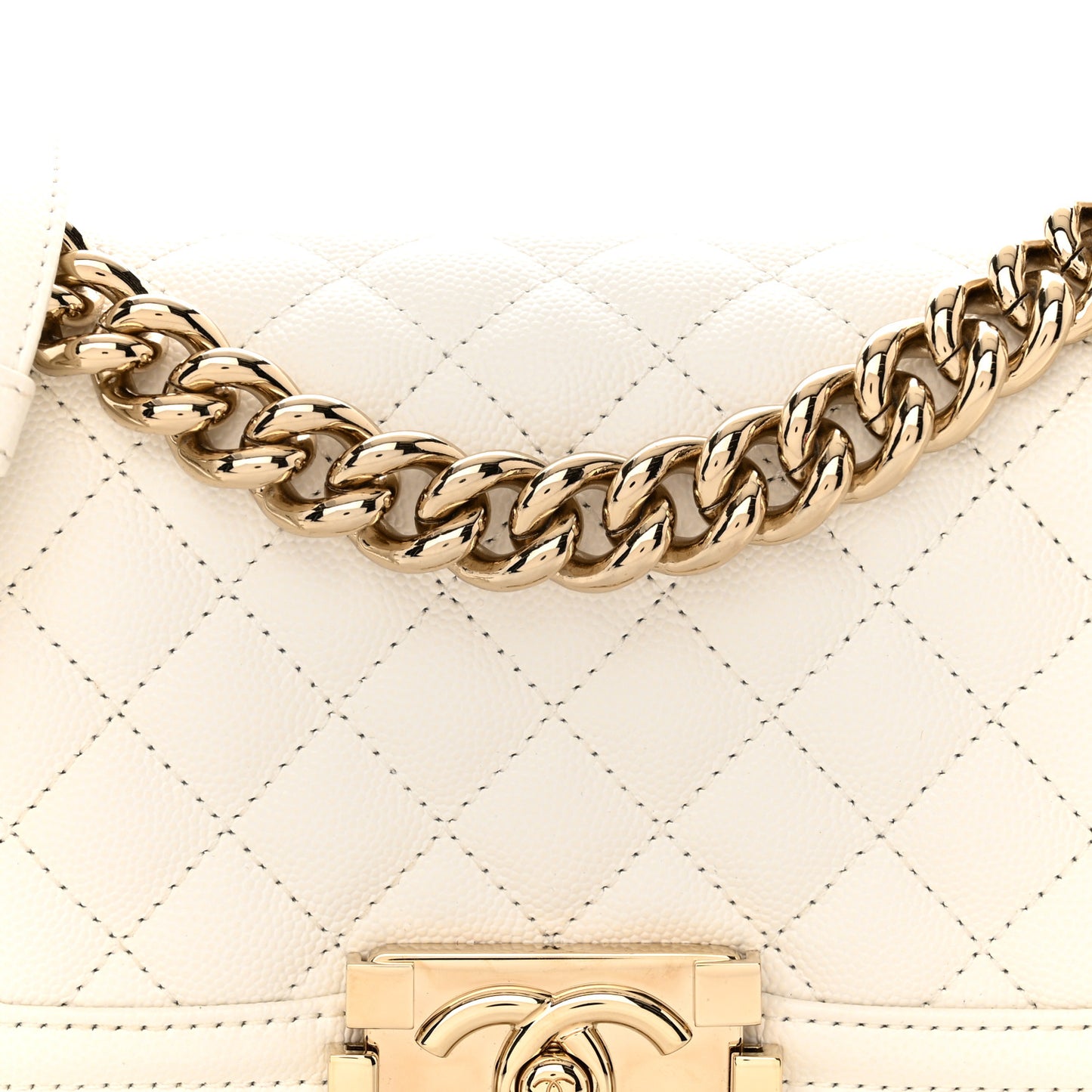 Caviar Quilted Small Boy Flap White