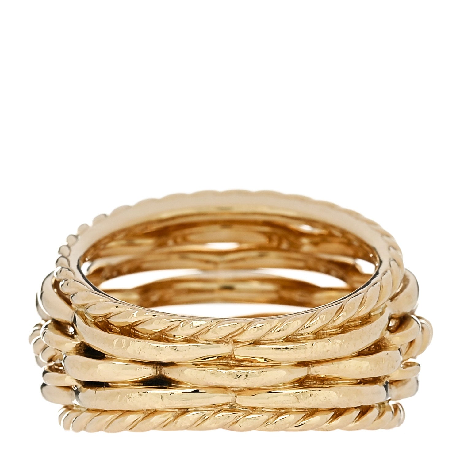 David Yurman 18K Yellow Gold Diamond Tides Dome Ring 55 7.25 3 of 4