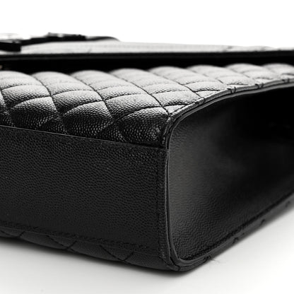 Saint Laurent Grain De Poudre Textured Mixed Matelasse Large Triquilt Monogram Monochrome Satchel Black 10 of 13