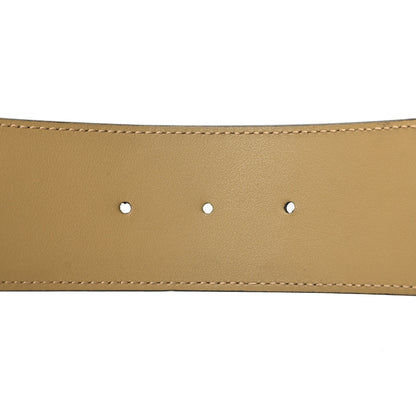 Gucci Calfskin Striped Textured Double G 50mm Belt 80 32 Black Beige 4 of 5