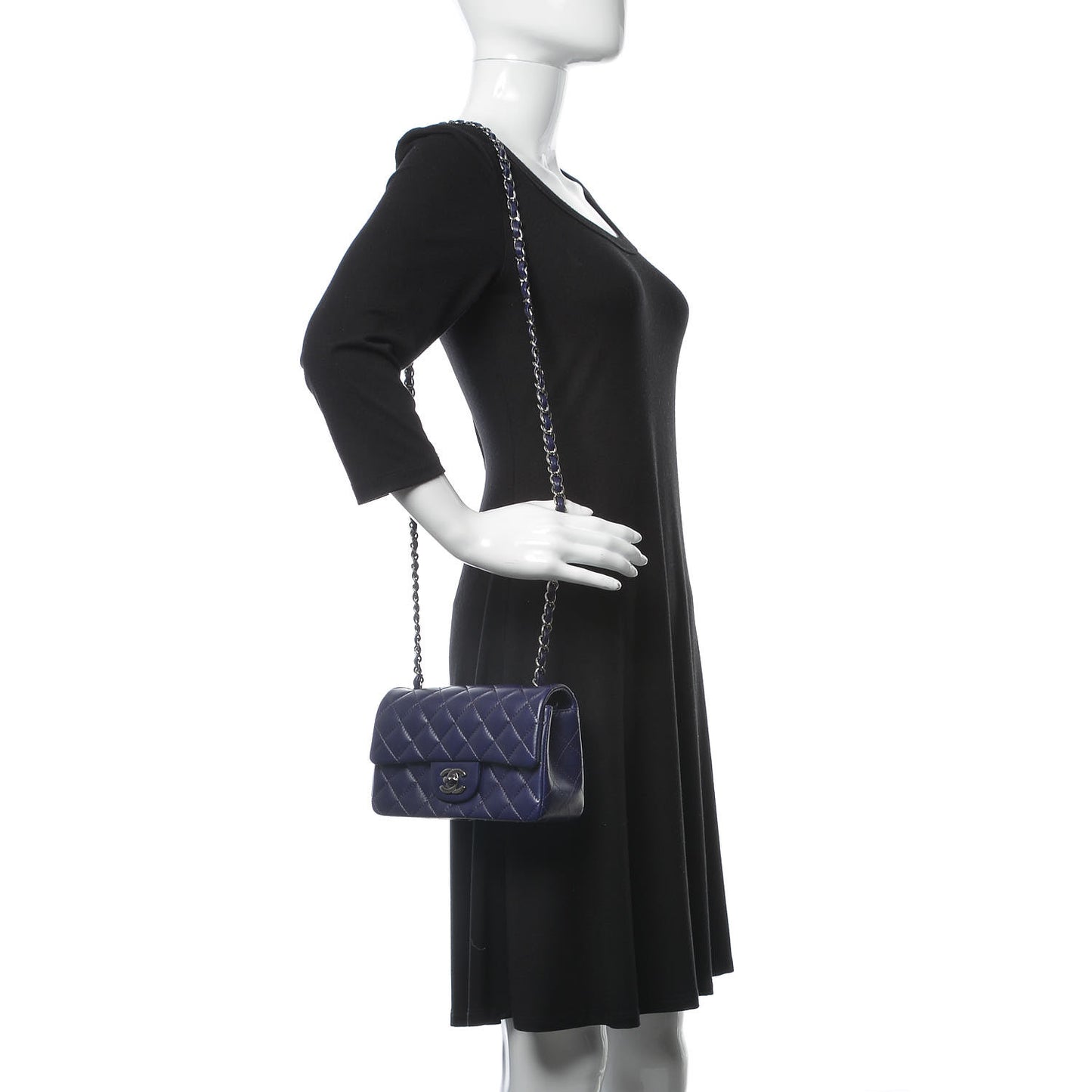 Lambskin Quilted Mini Rectangular Flap Purple