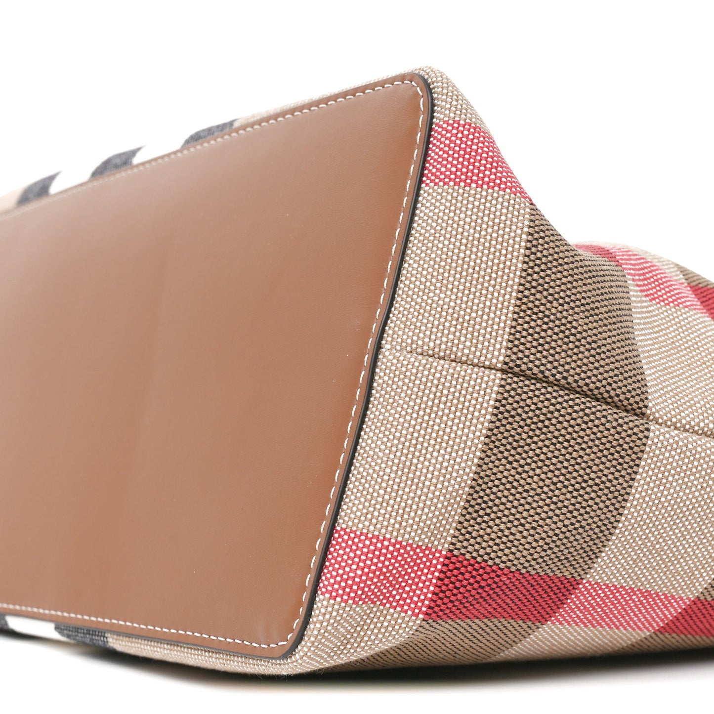 Giant Check Canvas Medium London Tote Taupe Brown