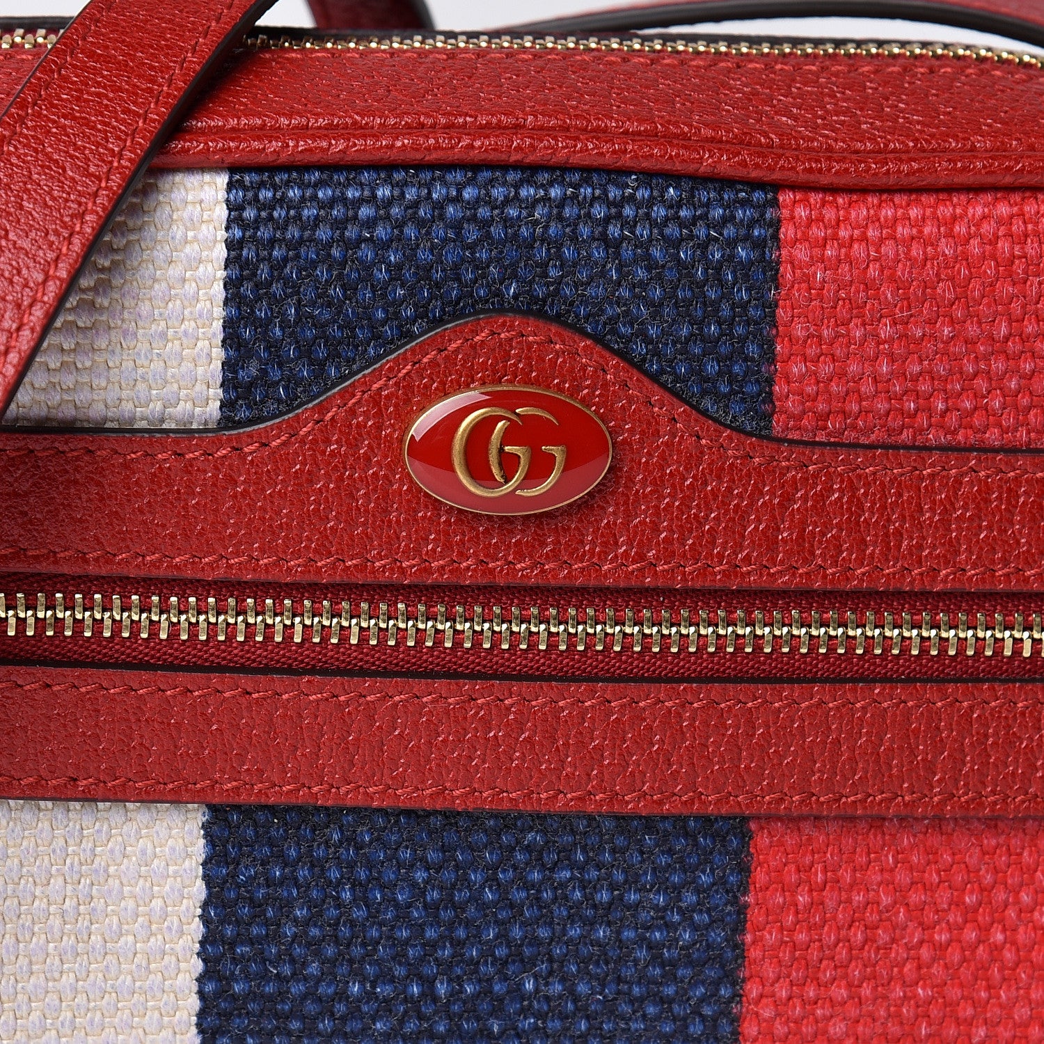 Gucci Canvas Sylvie Stripe Mini Ophidia Camera Bag Mystic White Hibiscus Red Maritime 10 of 10