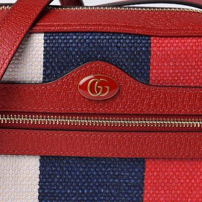 Gucci Canvas Sylvie Stripe Mini Ophidia Camera Bag Mystic White Hibiscus Red Maritime 10 of 10