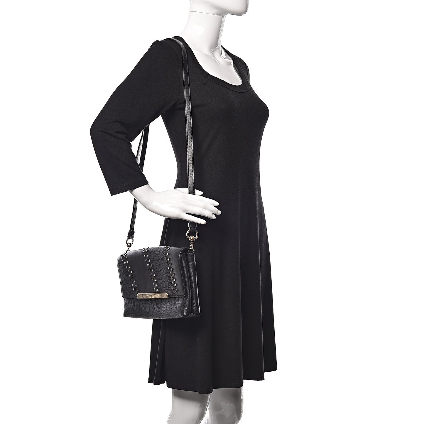 Calfskin Studded Frankenloubi Flap Crossbody Clutch Black