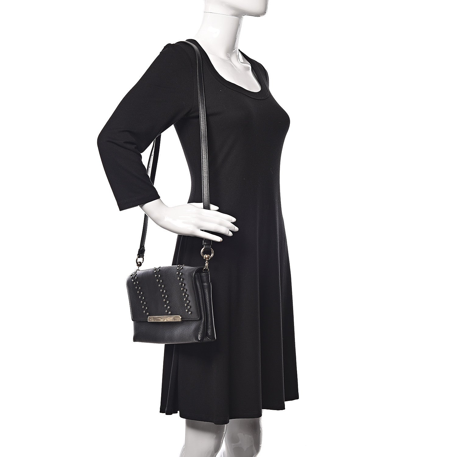Christian Louboutin Calfskin Studded Frankenloubi Flap Crossbody Clutch Black 2 of 10