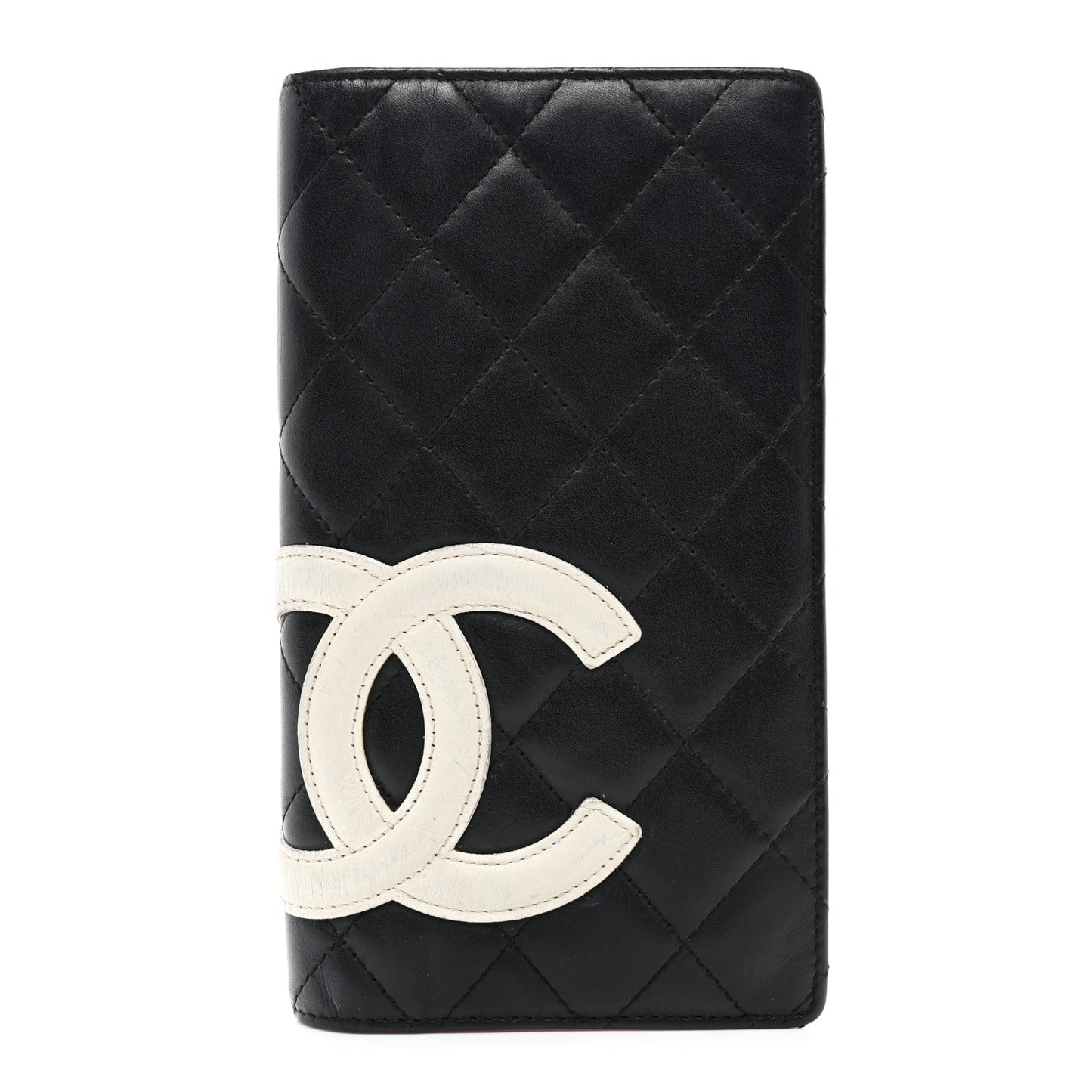 Calfskin Quilted Cambon Yen Wallet Black White