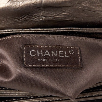 Chanel Metallic Crackled Calfskin Medium Clam's Pocket Flap Dark Silver 6 of 15