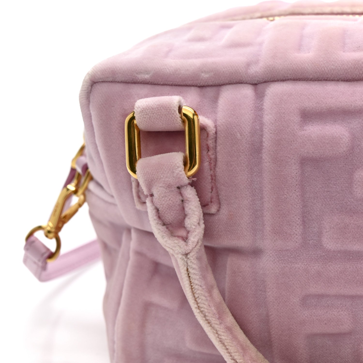Fendi Velvet FF Embossed Mini Boston Box Rose Confetto 13 of 14