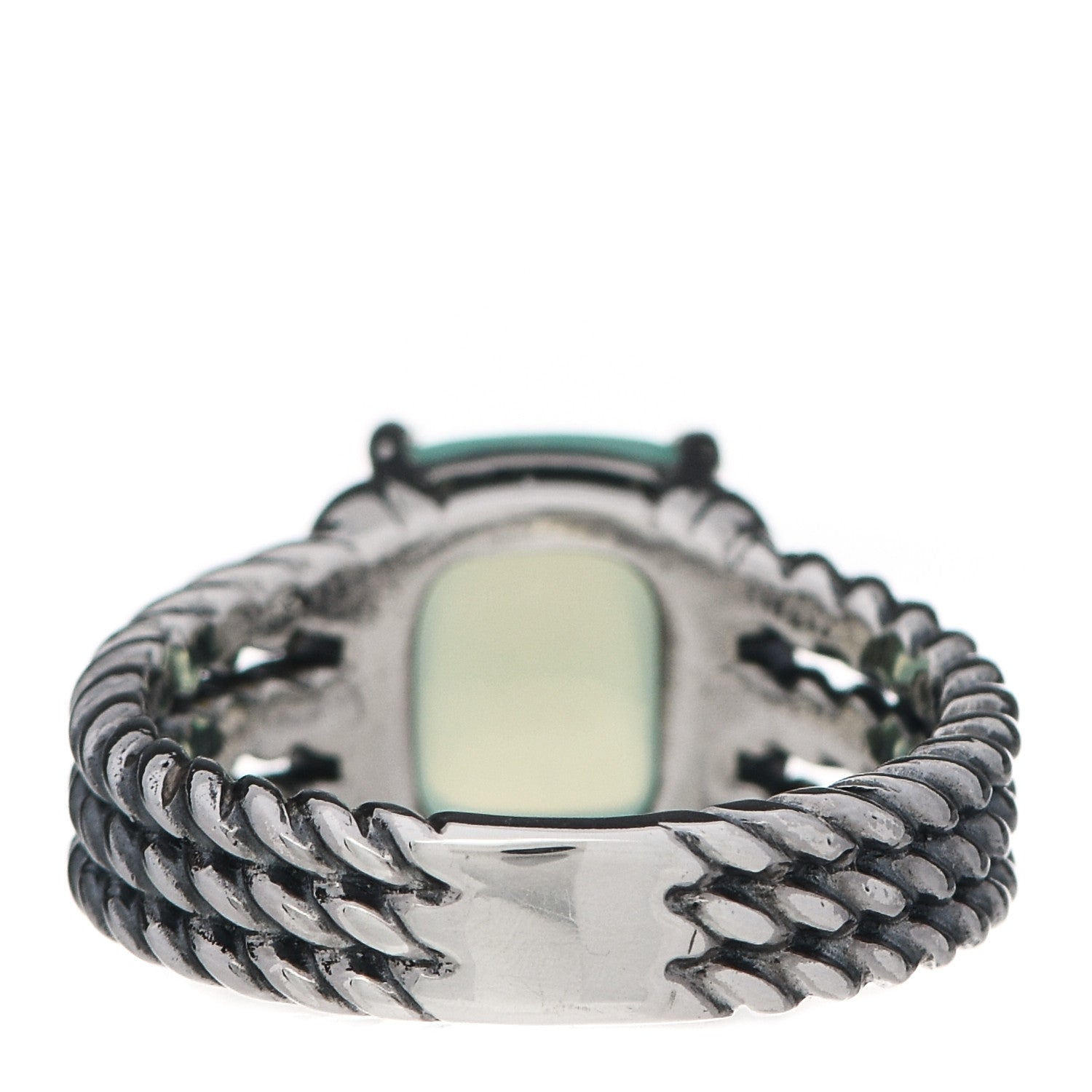 David Yurman Sterling Silver Diamond Blue Chalcedony 10mm Petite Wheaton Ring 52 6 4 of 5