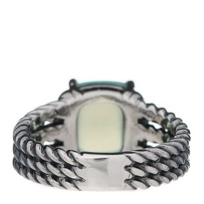 David Yurman Sterling Silver Diamond Blue Chalcedony 10mm Petite Wheaton Ring 52 6 4 of 5