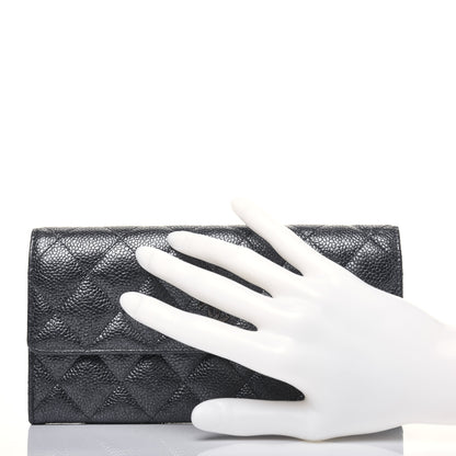 Chanel Metallic Caviar Quilted Large Flap Wallet Charcoal 2 of 18