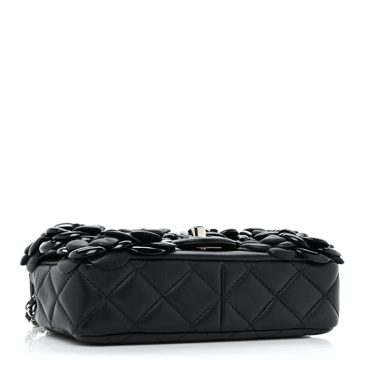 Chanel Lambskin Patent Mini Camellia Flap Black 4 of 10