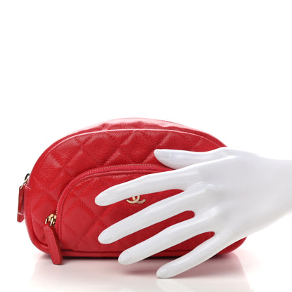 Chanel Caviar Quilted Round Cosmetic Case Red 2 of 11
