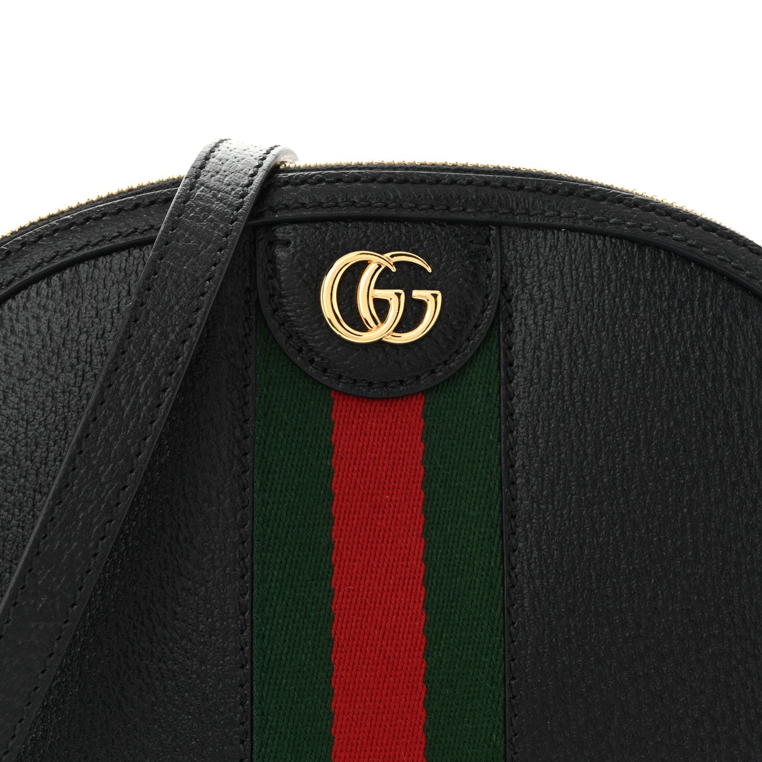 Gucci Calfskin GG Web Small Ophidia Dome Shoulder Bag Black 8 of 10