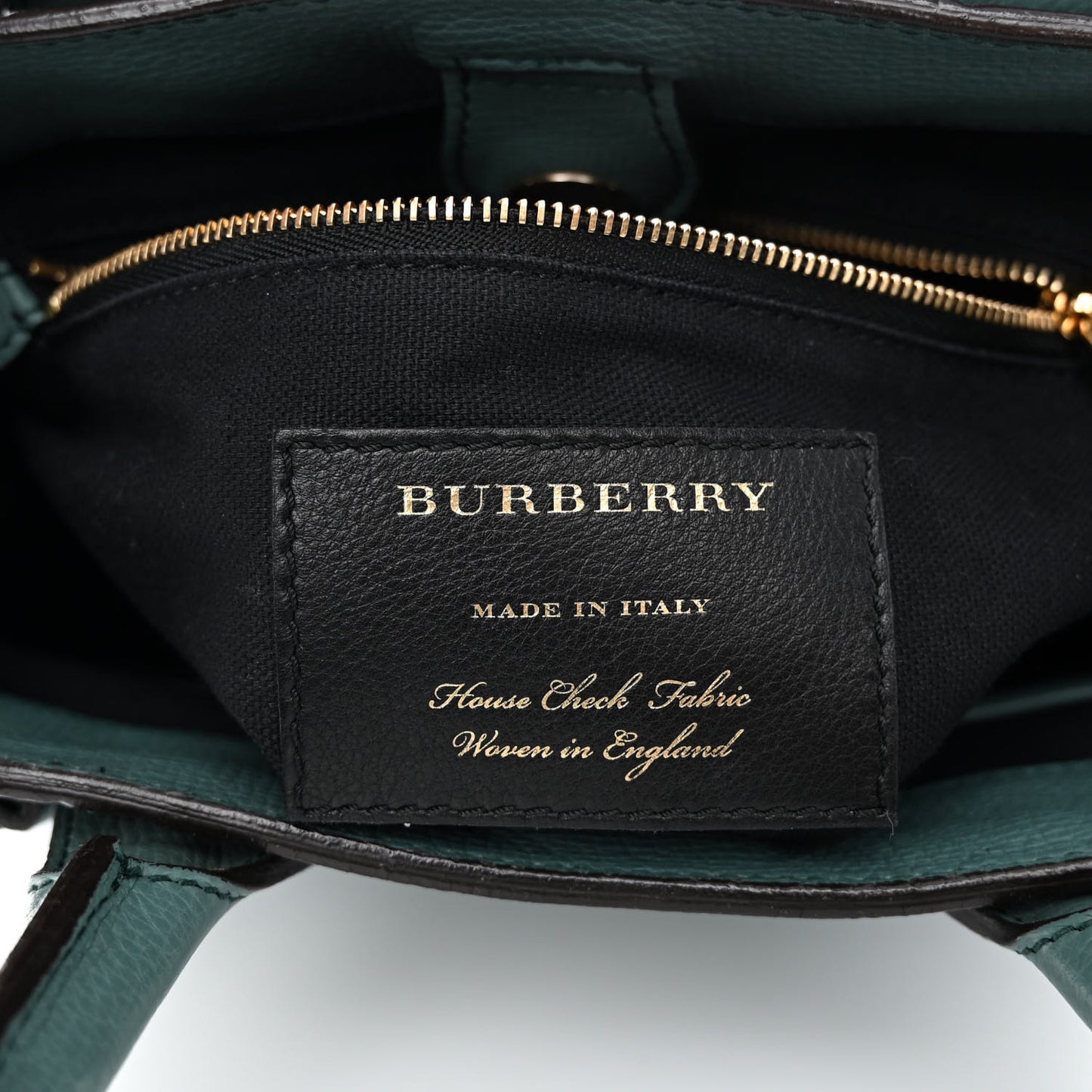 Grainy Calfskin House Check Small Banner Tote Smokey Green