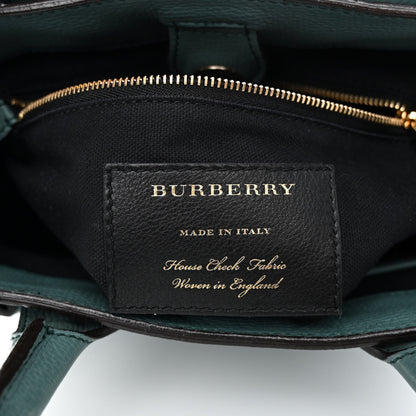 Burberry Grainy Calfskin House Check Small Banner Tote Smokey Green 6 of 10