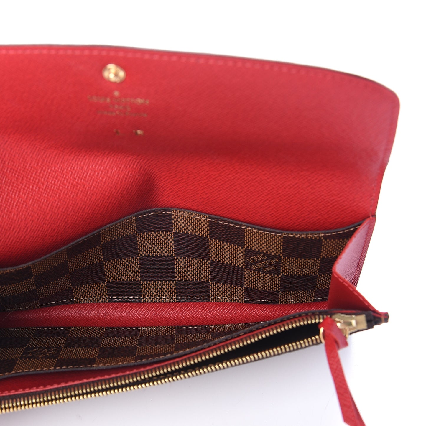 Damier Ebene Emilie Wallet Red