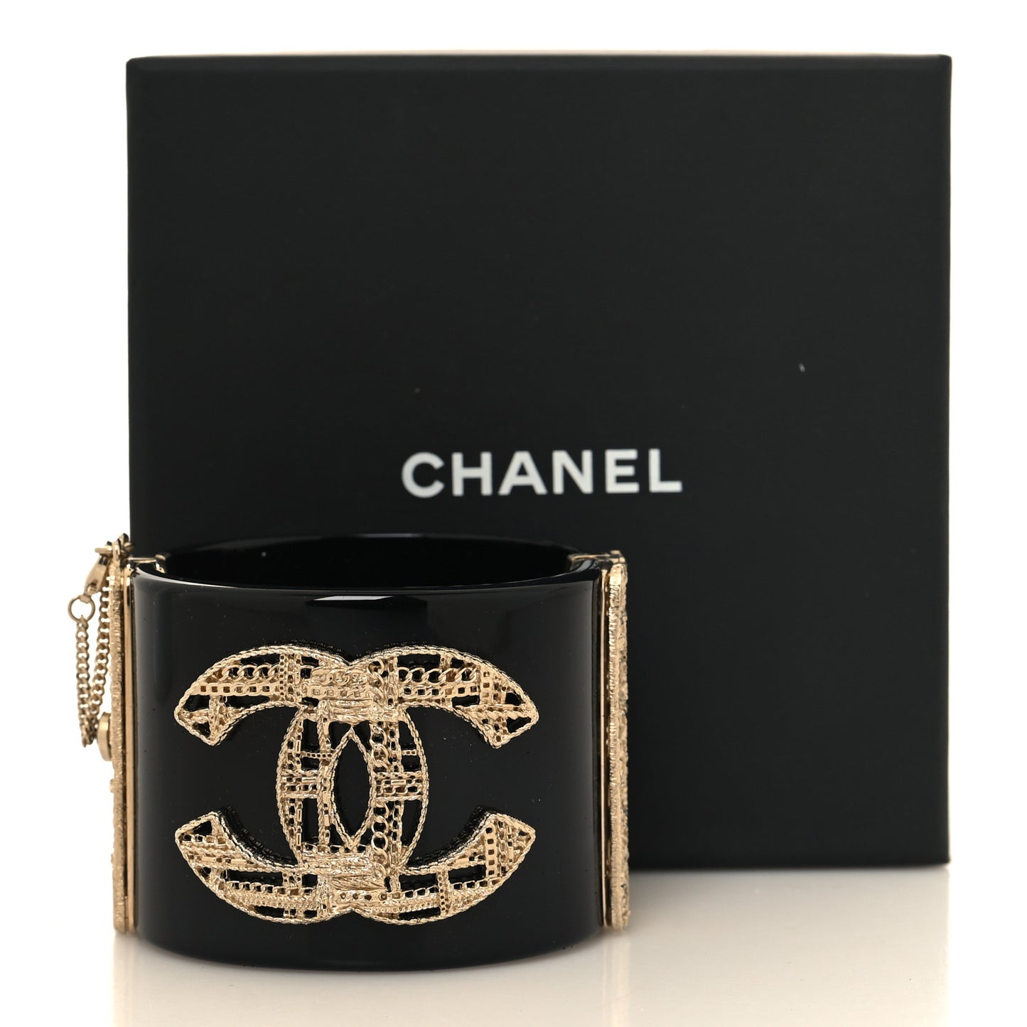 Resin Chain CC Tweed Cuff Black Gold