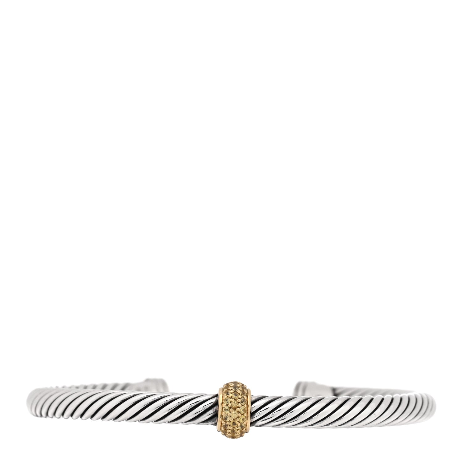 David Yurman Sterling Silver 18K Yellow Gold Yellow Sapphire 5mm Cable Classics Single Station Bracelet 1 of 3