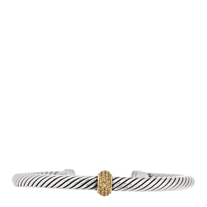 David Yurman Sterling Silver 18K Yellow Gold Yellow Sapphire 5mm Cable Classics Single Station Bracelet 1 of 3