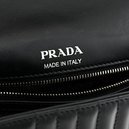 Prada Soft Calfskin Impunture Diagramme Medium Chain Flap Shoulder Bag Black 6 of 10