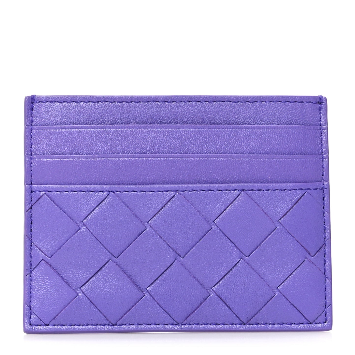 Nappa Intrecciato Woven Card Holder Purple