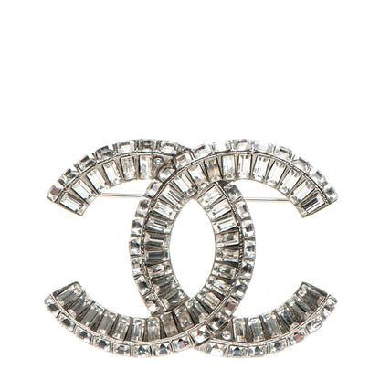 Chanel Baguette Crystal CC Brooch Silver 1 of 5
