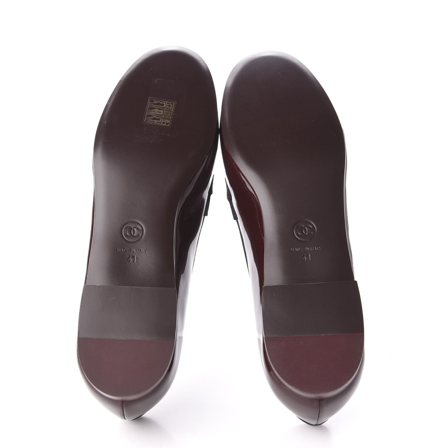 Patent Calfskin CC Loafers 41 Burgundy