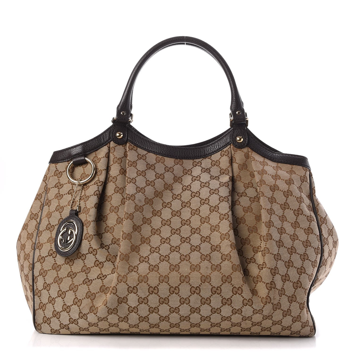 Gucci Monogram Dollar Calfskin Large Sukey Tote Beige Ebony Testa di Moro 1 of 7