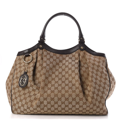 Gucci Monogram Dollar Calfskin Large Sukey Tote Beige Ebony Testa di Moro 1 of 7