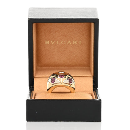 Bulgari 18K Yellow White Gold Garnet Roma Bombé Cocktail Ring 51 5.75 7 of 7